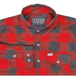 Dixxon Fifty Fifty Flannel Red Buffalo Plaid Button Down Shirt Mens Size Medium